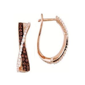 14k Rose Gold and Brown Natural Diamond Hoop Earrings